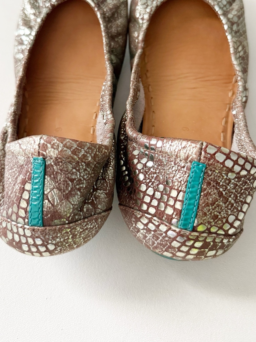 Tieks Metallic Snakeskin Ballet Flat 9 Wild Copper Leather Animal Print Travel - Picture 6 of 9